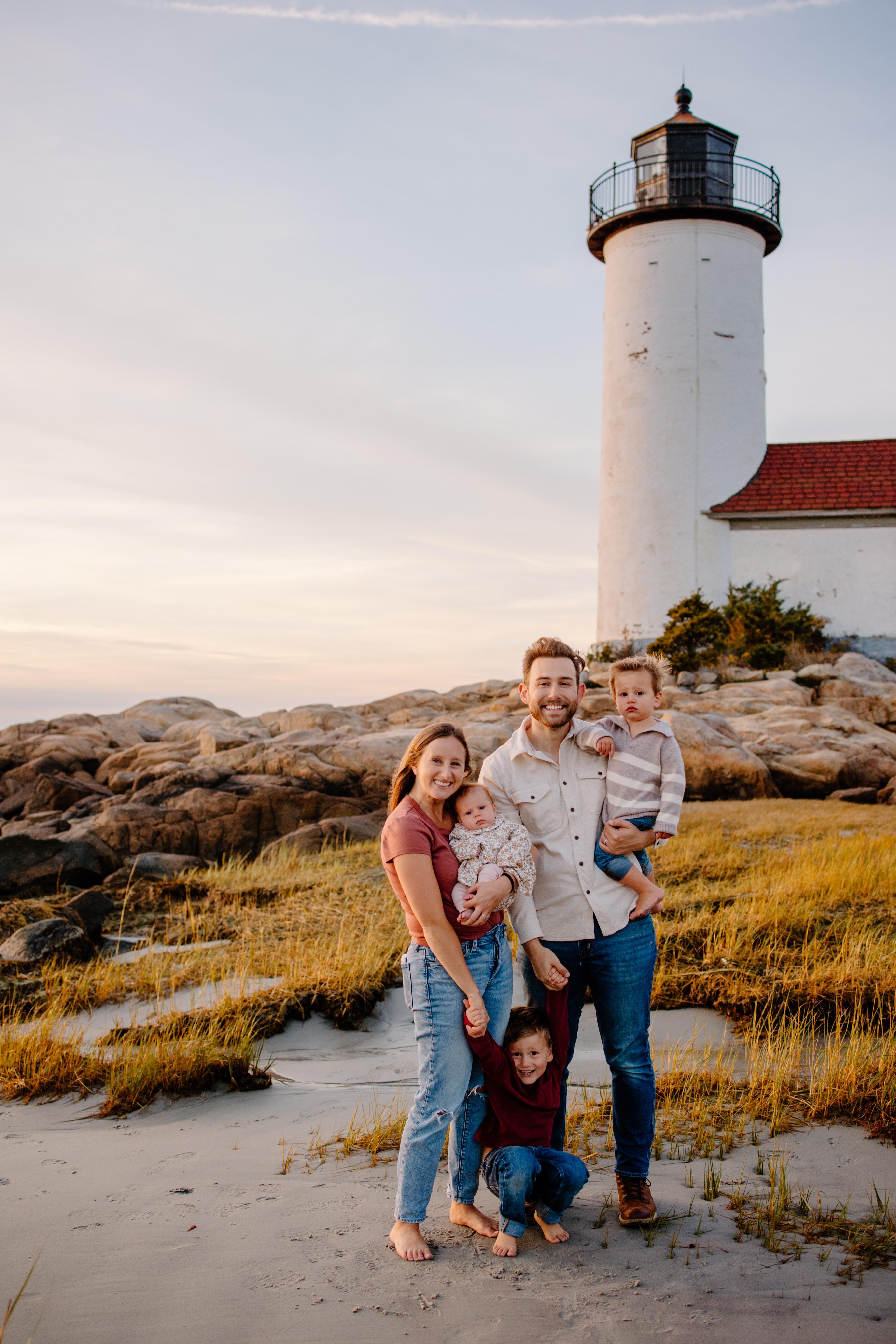 Rachel and Alex Steeg with their family on Boston's North Shore